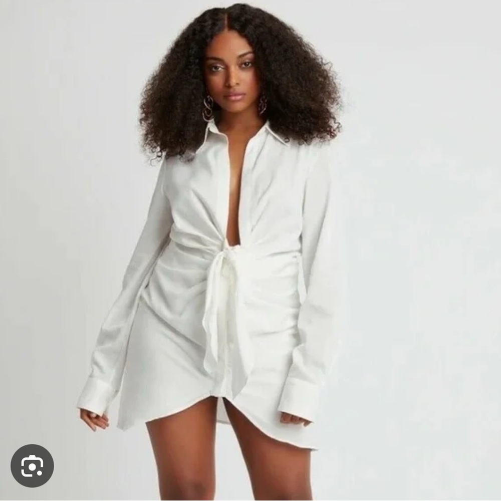 CHOOSY Crosby Tie-Front Shirtdress White NWT Size 18